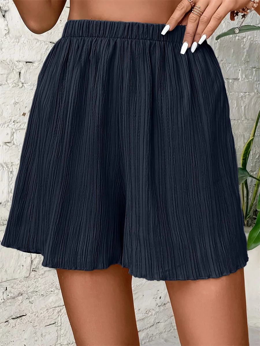 Women High Waist Solid Shorts 2026 Spring Summer New Fashion Pant Lady Casual Outfit Short Pants Beach Holiday Simple Clothing