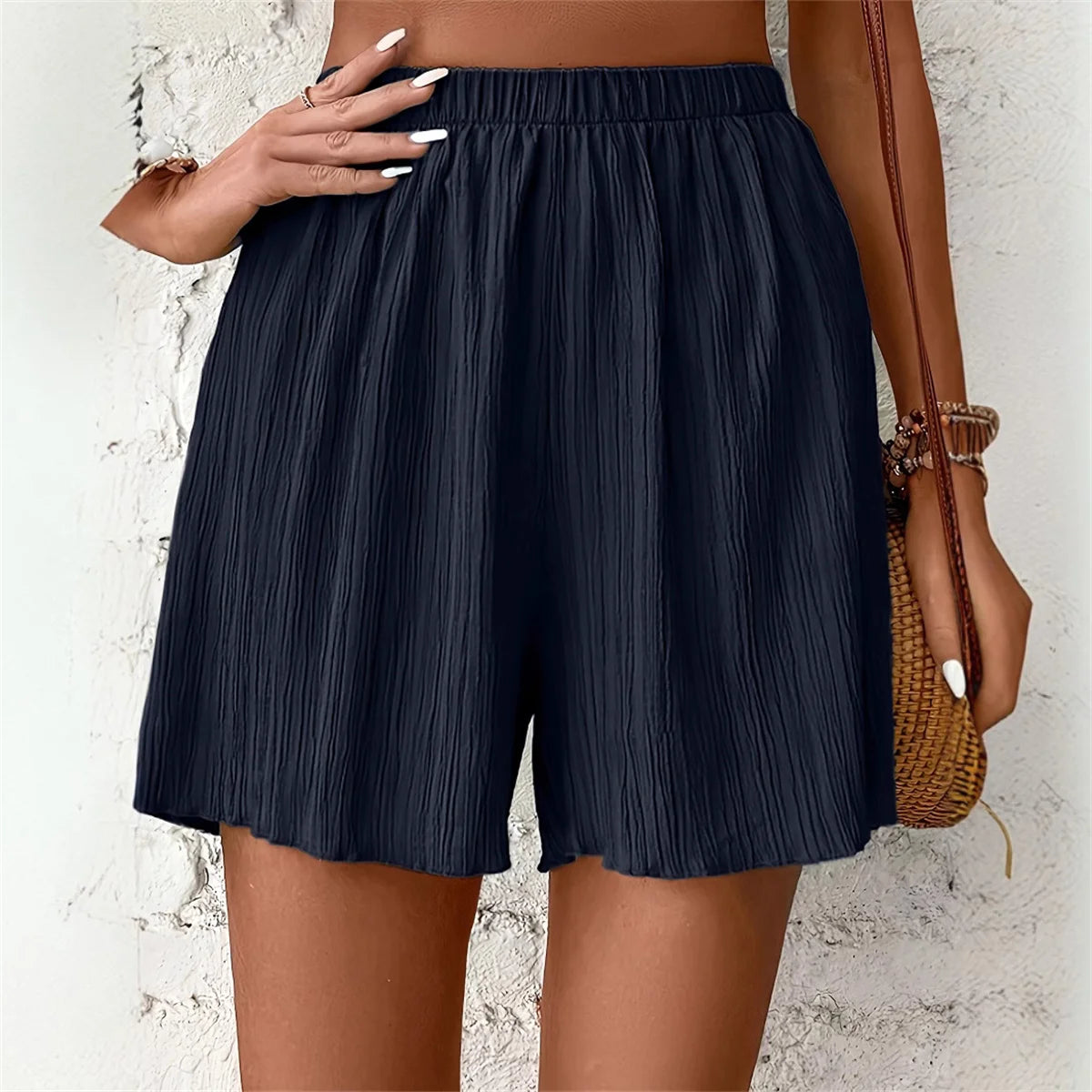 Women High Waist Solid Shorts 2026 Spring Summer New Fashion Pant Lady Casual Outfit Short Pants Beach Holiday Simple Clothing