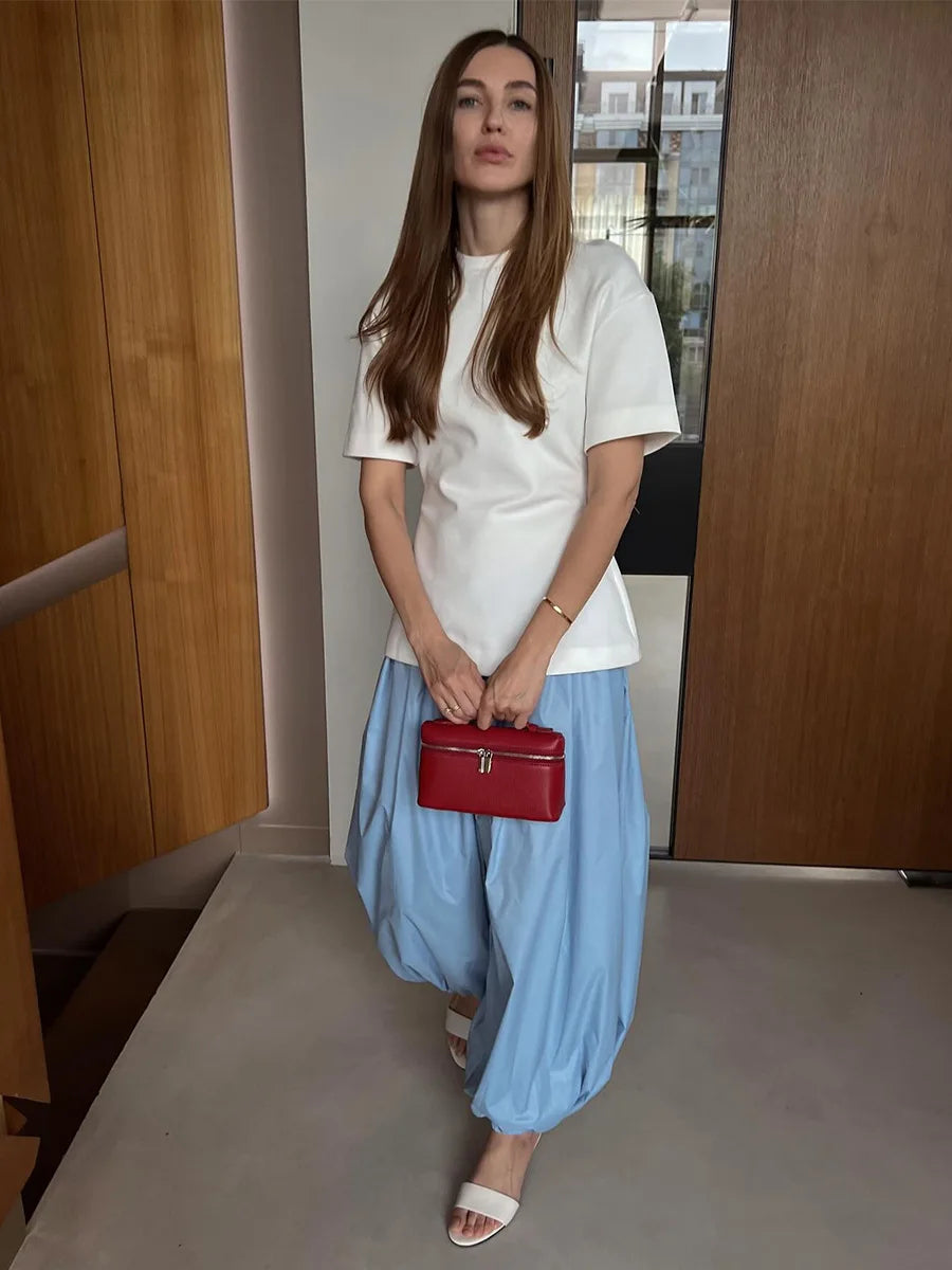 Bornladies Autumn Womens 100% Cotton Loose Lantern Style Wide Leg Pants Street Style Casual Lazy Pants Fashion Trousers