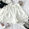 Casual Women A-Line Shorts Fashion Office Lady Commute Vintage Solid High Waist Short Pants Casual Streetwear Summer Trousers