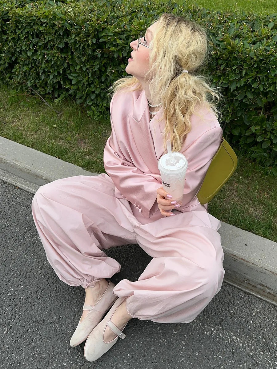 Bornladies Autumn Womens 100% Cotton Loose Lantern Style Wide Leg Pants Street Style Casual Lazy Pants Fashion Trousers