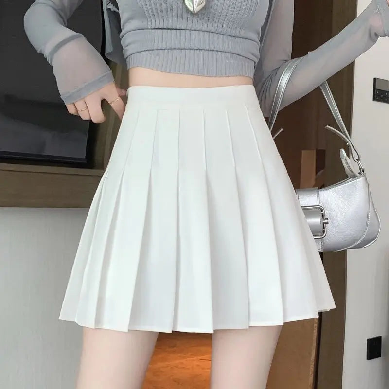 Preppy Style Women Pleated Skirt High Waist A-Line Mini Skirt School Girl Skirt JK Uniform Skirt Skater Skirt Black Plus Size