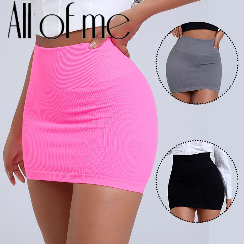 1Pcs Spring Summer New High Waist Elastic Business Women's Mini Skirt Black Slimming Knitted Half Body Skirt Professional Work